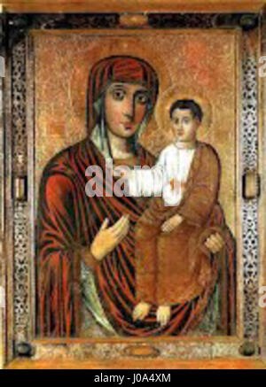 Dieses sepiafarbene Kunstwerk stellt Dmitri Donskoy, Großfürst von Moskau, dar, mit einem Schwerpunkt auf seiner königlichen Krone. Das Kunstwerk symbolisiert seine Autorität und militärische Führung im 14. Jahrhundert, insbesondere nach seinem Sieg bei Kulikovo. Stockfoto