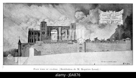 Ein historischer Bericht aus dem ersten Band von Martins Arbeit über die Kirchen und Kapellen von Lyon, veröffentlicht 1908, beschreibt ihre architektonischen Besonderheiten, Geschichte und kulturelle Bedeutung innerhalb der Stadt Lyon. Das Buch bietet einen umfassenden Einblick in Lyons religiöse Gebäude. Stockfoto