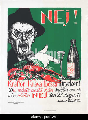 Dieser Titel bezieht sich auf ein Stück, in dem eine Gruppe von Menschen traditionelle schwedische Getränke zusammen mit einem Gericht mit Flusskrebsen genießt. Das Kunstwerk fängt einen beliebten schwedischen kulturellen Moment ein, der in der Regel bei Versammlungen im Spätsommer oder bei Krebspartys zu sehen ist. Stockfoto