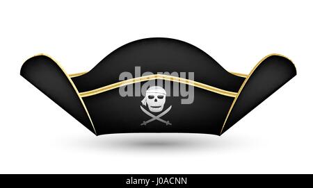 Piraten Sie-Kapitänsmütze auf weißem Hintergrund Stock Vektor