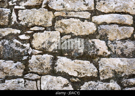 Nahaufnahme des alten Stein Wand Textur der Maya Coba Ruinen, Mexiko Stockfoto