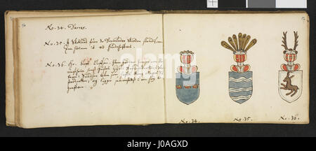 Insignia Quædam Virorum Illustrium in Norwegen Quodam Habitantium - keine-nb Digimanus 647 -31 Stockfoto