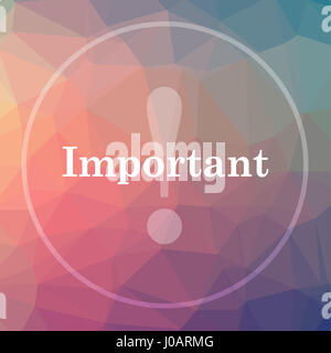 Wichtig-Symbol. Wichtige Website Button auf low-Poly-Hintergrund. Stockfoto