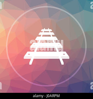 Schiene-Straße-Symbol. Schiene Straße Webseite Taste auf low-Poly-Hintergrund. Stockfoto