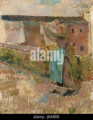 Camille Pissarro - Femme Étendant du Linge, Étude 1887 Stockfoto