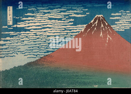 Katsushika Hokusai, herausgegeben von Nishimuraya Yohachi (Eijudō) - feine Wind, klarem Wetter (Gaifū Kaisei), auch bekannt als rote Fuji, aus der Serie 30 - sechs Ansichten O...--erfasste Stockfoto