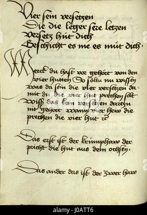 Diese Manuskriptseite aus dem Codex I.6,4, die auf das Mittelalter zurückgeht, enthält einen religiösen Text mit kunstvollen Illustrationen. Die Seite repräsentiert die komplizierte Manuskriptkultur der Zeit. Stockfoto