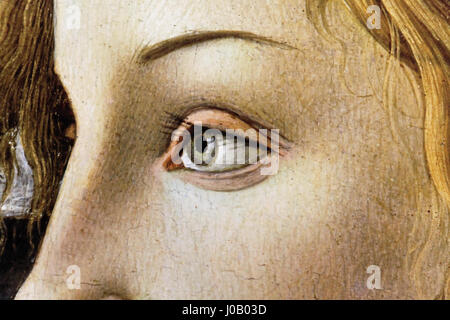 „Der schöne Schein“ im Oberhausener Gasometer ist eine Kunstausstellung mit einem Porträt einer jungen Frau, inspiriert von den Werken von Sandro Botticelli. Die Ausstellung beschäftigt sich mit klassischen Themen und modernen Interpretationen von Schönheit und Weiblichkeit. Stockfoto