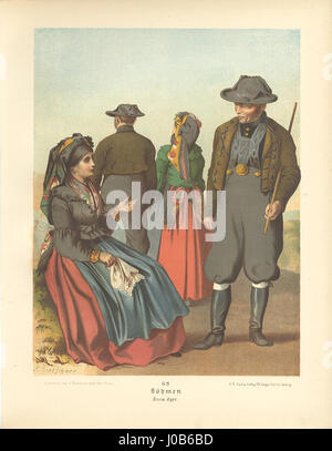 Albert Kretschmers „068“ zeigt eine Szene aus Böhmen, Kreis Eger (heute Tschechien). Das Kunstwerk hebt wahrscheinlich die natürliche Schönheit und das ländliche Leben in dieser Region hervor und konzentriert sich dabei auf die Landschaften und Dorfflächen, die typisch für die böhmische Landschaft sind. Stockfoto