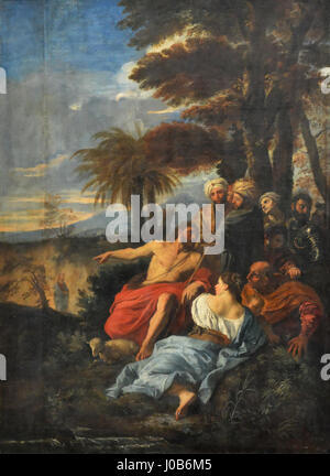 „Saint Jean Baptiste prêchant dans le désert“ ist ein Gemälde von Pier Francesco Mola, das den Heiligen Johannes den Täufer in der Wüste darstellt. Das Werk ist unter Q18573387 katalogisiert. Stockfoto