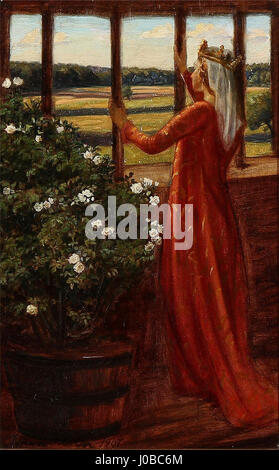 „Isolde“ (1907) von Agnes Slott-Møller zeigt die tragische Heldin aus Wagners Oper „Tristan und Isolde“ Dieses Gemälde spiegelt die romantischen und emotionalen Themen der Oper wider und zeigt die Tiefe von Isoldes Charakter in lebendigen Farben und Ausdrucksformen. Stockfoto