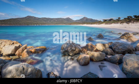 eine Langzeitbelichtung Wineglass Bay, Freycinet National Park, Tasmanien Stockfoto