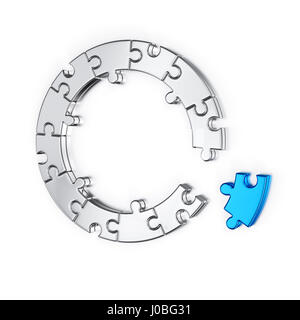 Puzzle Puzzle Ring Geschäftskonzept. Isoliert auf weißem Hintergrund 3D-Rendering Stockfoto
