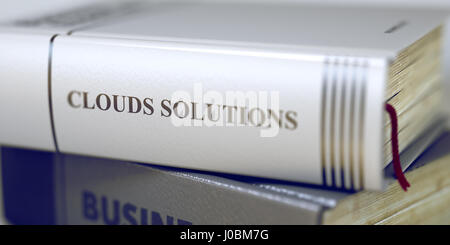 Buchtitel auf dem Buchrücken - Wolken-Lösungen. 3D. Stockfoto