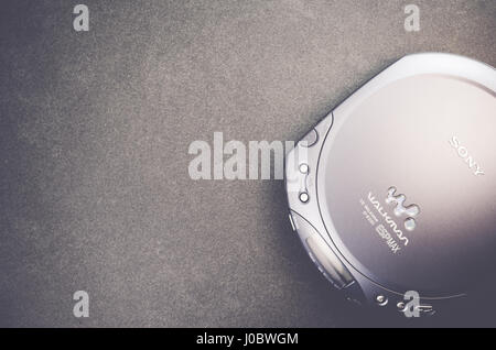Vintage Sony Marke Walkman tragbarer CD-Spieler - Top Perspektive Stockfoto