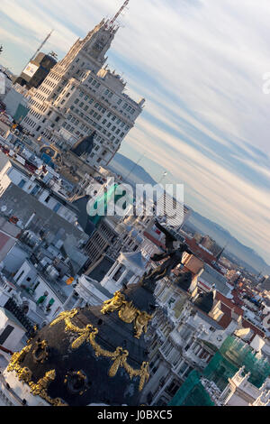 Ansicht von Madrid vom Dach des Circulo de Bellas Artes, CBA, Madrid, Spanien Stockfoto