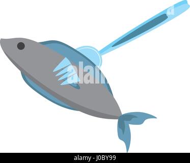 Fischpicknick Gabel essen Stock Vektor