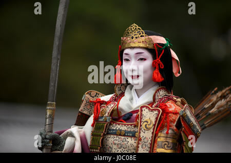 Kriegerin während Jidai Festival, Kyoto, Japan, Asien Stockfoto