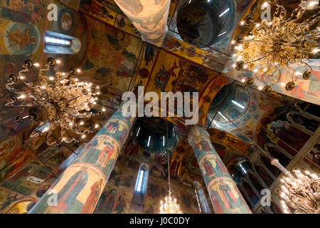 Innenraum der Verkündigung Kathedrale, Kreml, UNESCO-Weltkulturerbe, Moskau, Russland Stockfoto