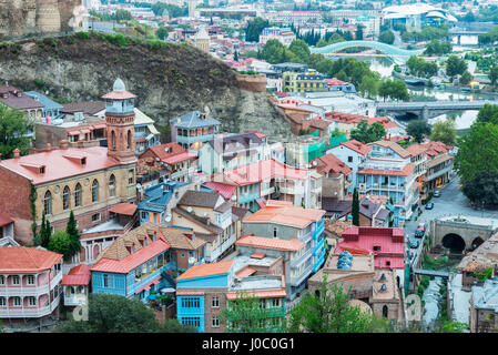 Blick über Tbilisi in der Morgendämmerung, Georgien, Kaukasus, Asien Stockfoto