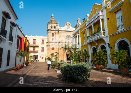 Kirche San Pedro, UNESCO-Weltkulturerbe, Cartagena, Kolumbien Stockfoto