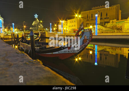 Landschaft der Stadt Aveiro in der Nacht. Portugal Stockfoto