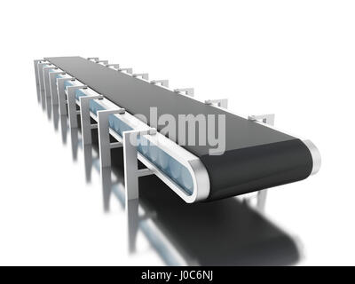 3D Renderer Bild. Schwarzen Förderband. Isolierten weißen Hintergrund. Stockfoto