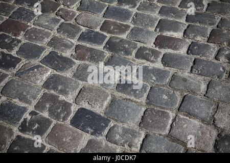 Nahaufnahme Bild des alten Kopfsteinpflaster, Hintergrund oder Textur. Stockfoto