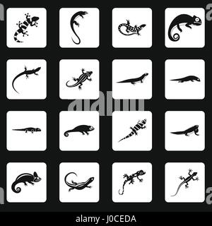 Amphibie Icons Set, einfachen Stil Stock Vektor