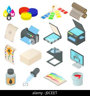 Drucken Icons Set, einfachen Stil Stock Vektor