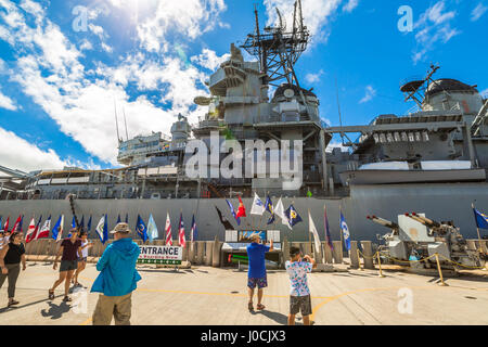 USS Missouri Fahnen Stockfoto