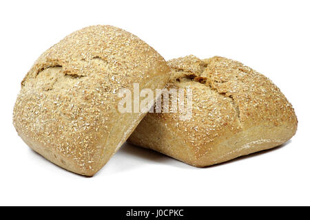frischen Roggen Brötchen isoliert auf weißem Hintergrund Stockfoto