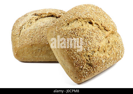frischen Roggen Brötchen isoliert auf weißem Hintergrund Stockfoto