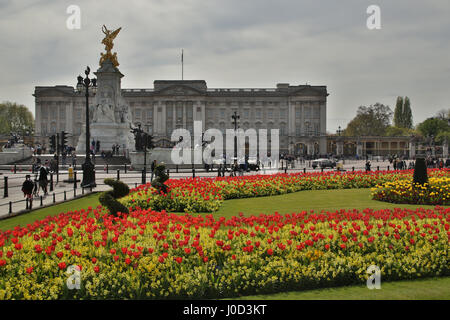 London, UK. 11. April 2017. Frühling Ansichten des Buckingham Palace in London. Foto: Dienstag, 11. April 2017. Bildnachweis: Roger Garfield/Alamy Live-Nachrichten Stockfoto