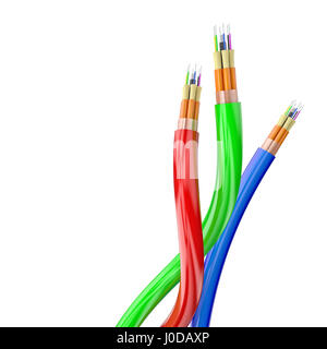 LWL-Kabel in RGB-Farben 3d Render Bild Stockfoto