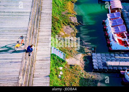 Luftaufnahme des riverside Park in Taipeh Stockfoto