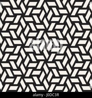 Kubische Gitter Tiling endlose elegante Textur. Abstrakten geometrischen Hintergrund-Design. Vektormuster nahtlos schwarz und weiß. Stock Vektor