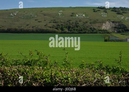 Fovant Regiments-Abzeichen, Fovant, Wiltshire, England Stockfoto