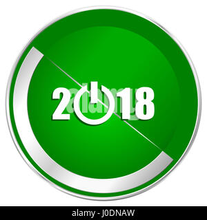 Neue Jahr 2018 Silber metallic Grenze grüne Web-Symbol für mobile apps und Internet. Stockfoto