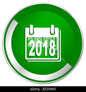 Neue Jahr 2018 Silber metallic Grenze grüne Web-Symbol für mobile apps und Internet. Stockfoto