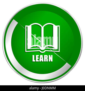 Silber metallic Grenze grüne Web-Symbol für mobile apps und Internet zu lernen. Stockfoto
