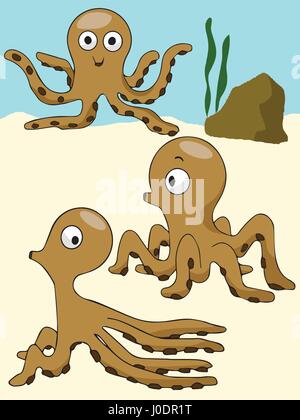 Vektor-Oktopus unter dem Meer Stock Vektor