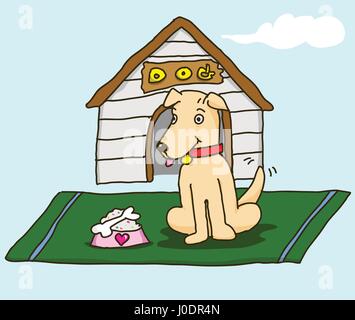 Hund zu Hause Essen warten Stock Vektor