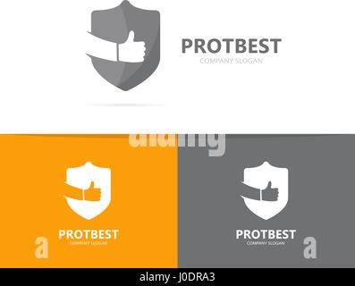 Vektor des Schildes und wie Logo-Kombination. Sicherheit und beste Symbol oder Symbol. Unique zu schützen und Rechtsanwalt-Logo-Design-Vorlage. Stock Vektor