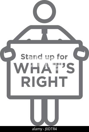 Strichmännchen Demonstrant Holding Zeichen Stock Vektor