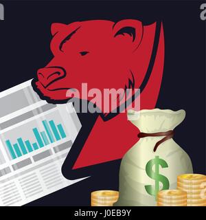 Wall Street tragen Statistiken Tasche Geld Stock Vektor