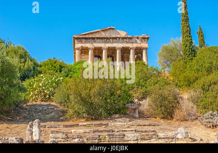 Hephaistos-Tempel in Athen ist eine der am besten erhaltenen antiken Tempel in Griechenland. Stockfoto