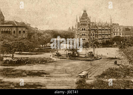 Jahrgang 1900 s Foto von Esplanade Road, Mumbai, Maharashtra, Indien, Asien Stockfoto