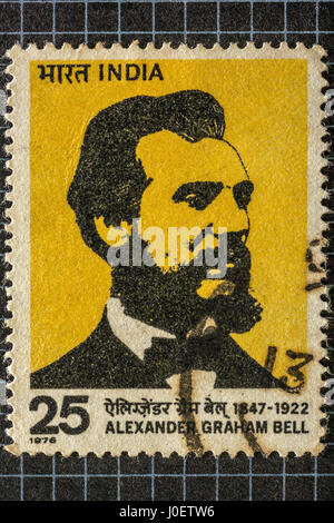 Alexander Graham Bell, Briefmarken, Indien, Asien Stockfoto