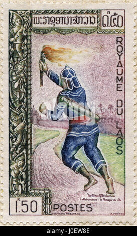 Royaume du Laos Postes, Briefmarken, Indien, Asien Stockfoto